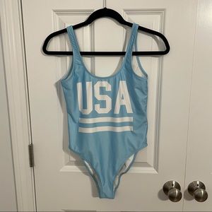 Chubbies light blue one piece swimsuit